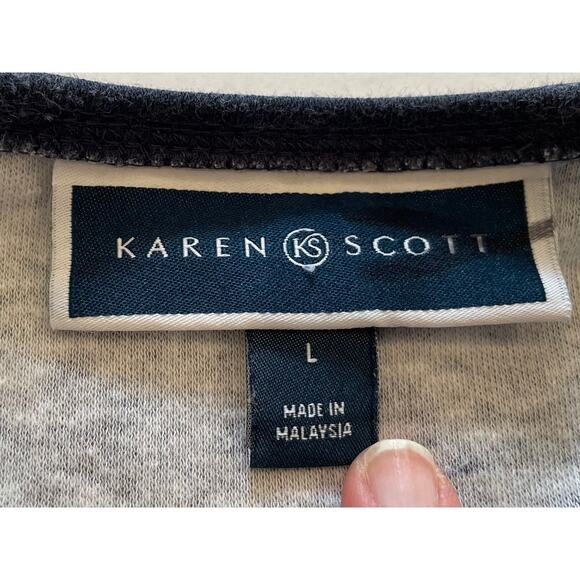 Karen Scott Navy Blue Long Sleeve Holiday Snowflake T-Shirt, Size L - Picture 6 of 10